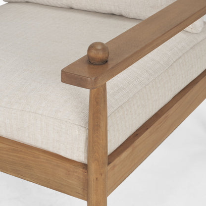Danni Beige Fabric Beech Wood Framed Accent Lounge Chair
