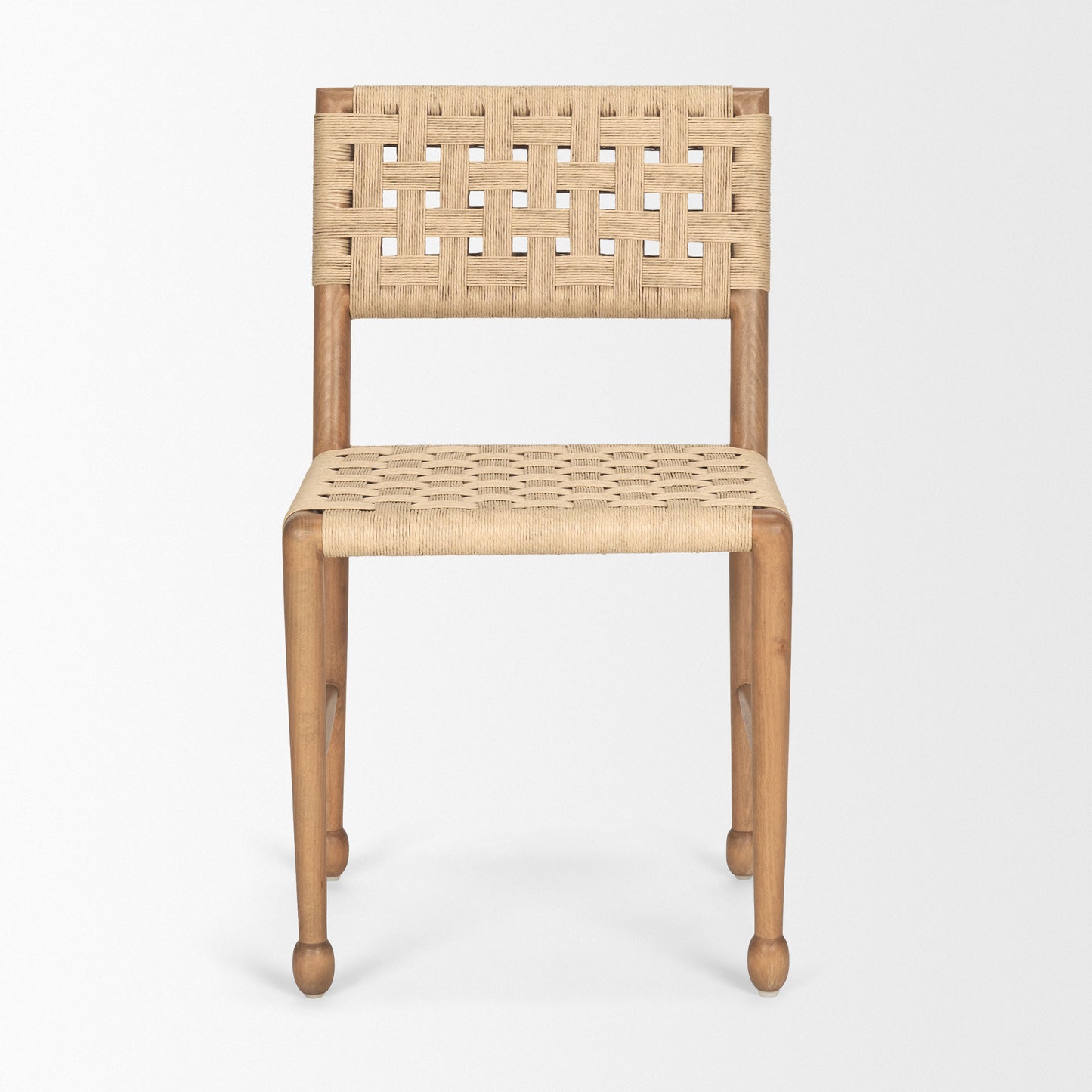 Brinley Woven Paper Rope w/ Brown Wood Frame Dining Chair