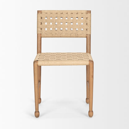 Brinley Woven Paper Rope w/ Brown Wood Frame Dining Chair