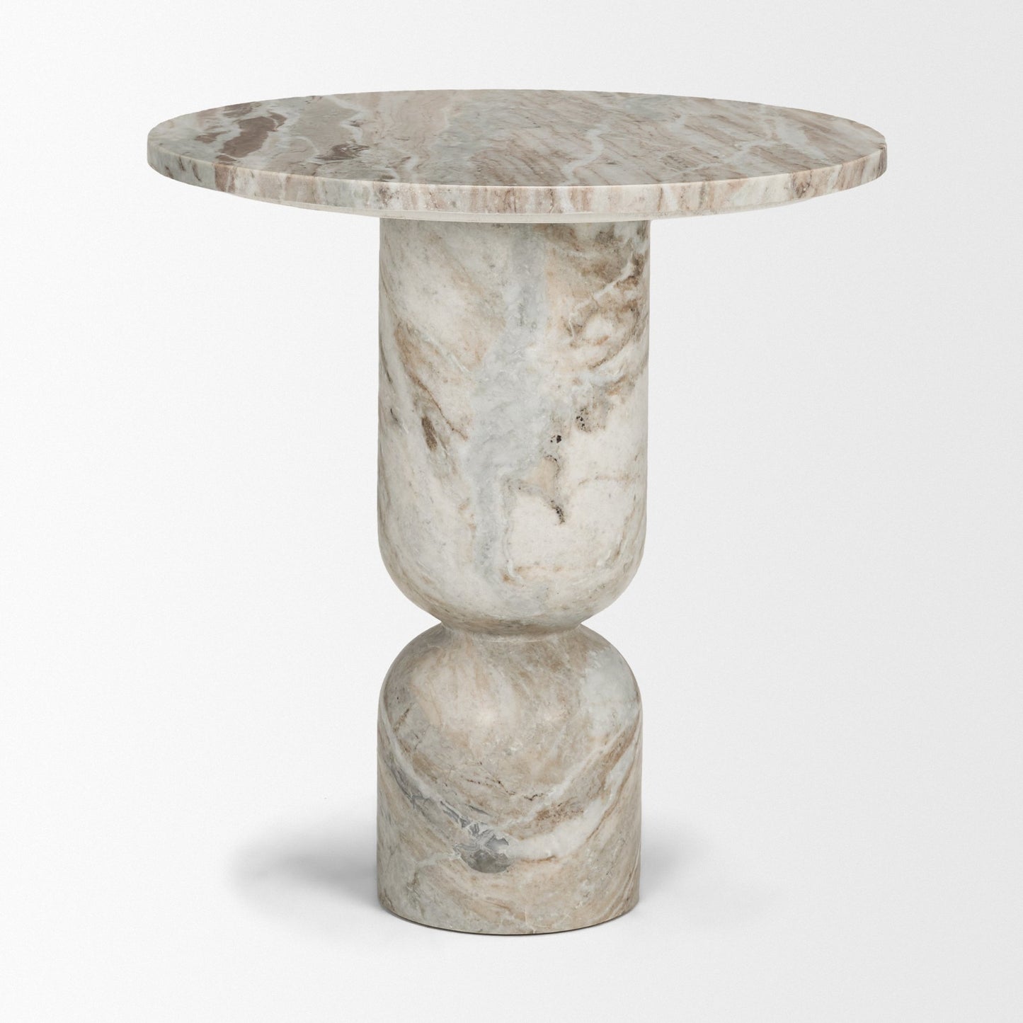 Nylah Solid Pink Marble Round Accent Table