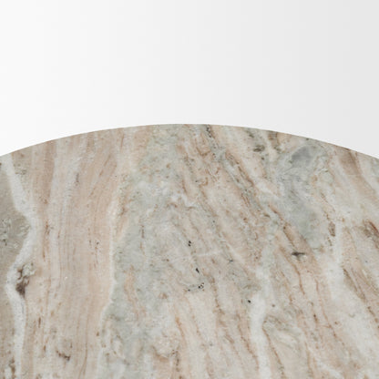 Nylah Solid Pink Marble Round Accent Table