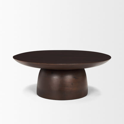 Sadira Small Mid-Dark Brown Solid Wood Round Riser