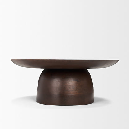 Sadira Small Mid-Dark Brown Solid Wood Round Riser