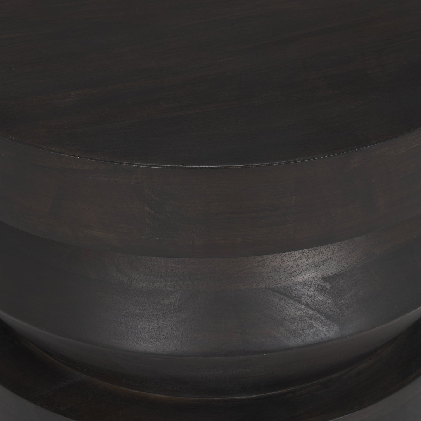Rashama Dark Brown Wood Stacked Geometric Round Accent Table