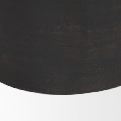 Rashama Dark Brown Wood Stacked Geometric Round Accent Table