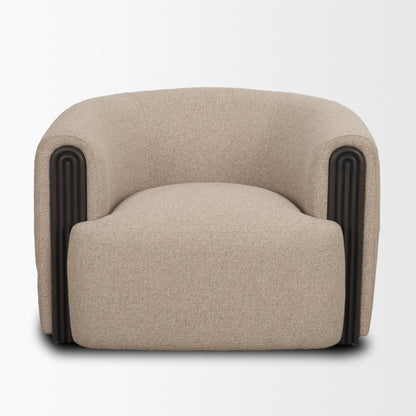Kornelia Textured Mushroom Fabric Barrel Accent Chair