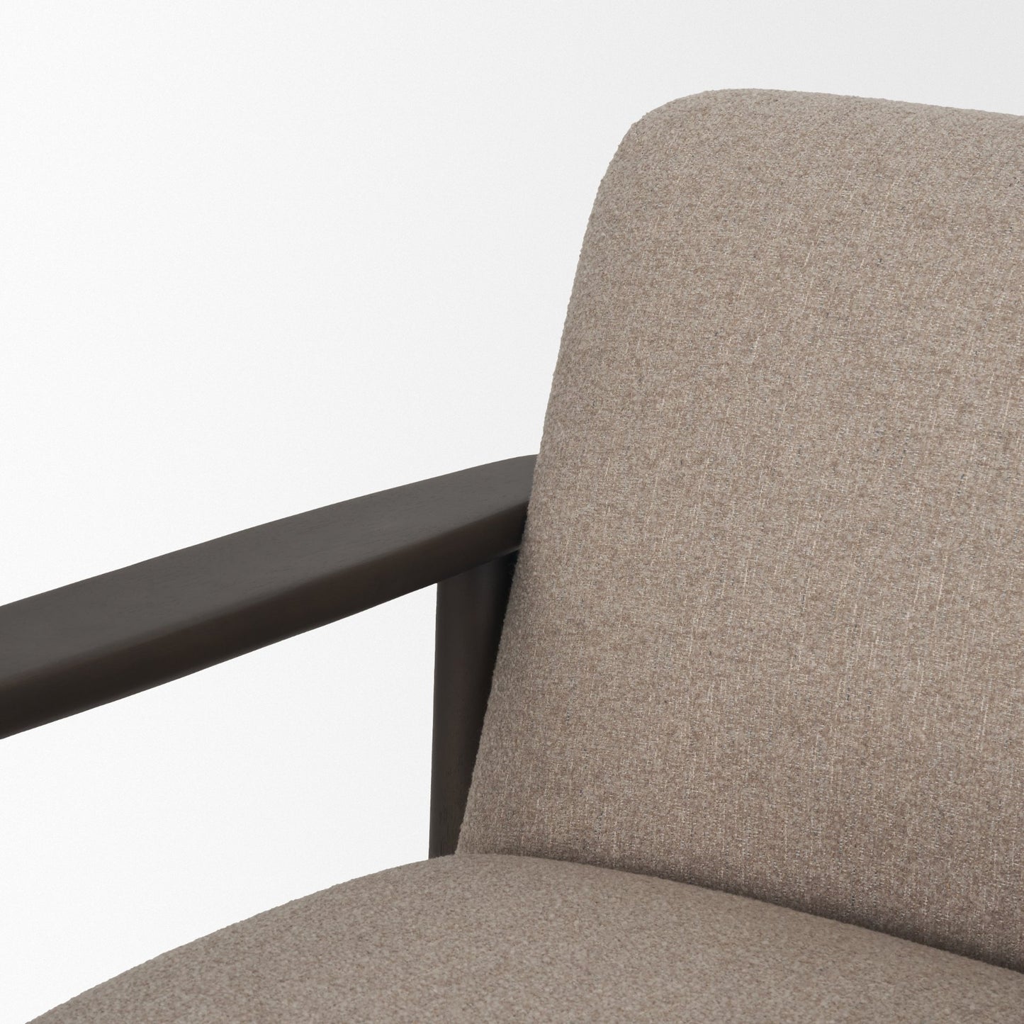 Willmar Textured Mushroom Gray Fabric Espresso Brown Wood Accent Lounge Chair