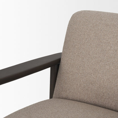 Willmar Textured Mushroom Gray Fabric Espresso Brown Wood Accent Lounge Chair