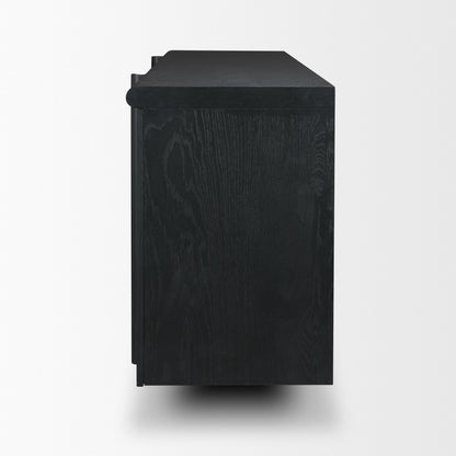 Rowan Black Oak Wood Closed 4 Door Sideboard