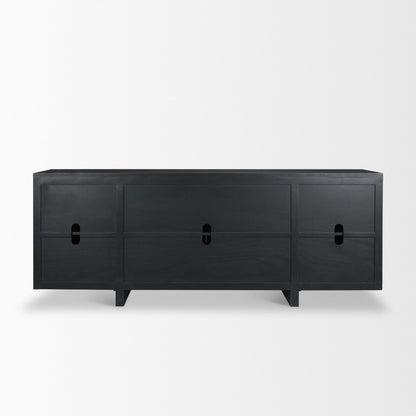 Rowan Black Oak Wood Closed 4 Door Sideboard