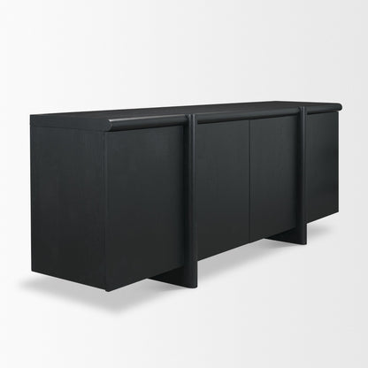 Rowan Black Oak Wood Closed 4 Door Sideboard