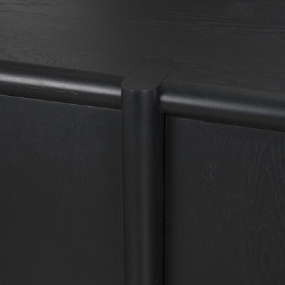 Rowan Black Oak Wood Closed 4 Door Sideboard