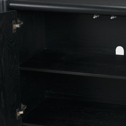 Rowan Black Oak Wood Closed 4 Door Sideboard