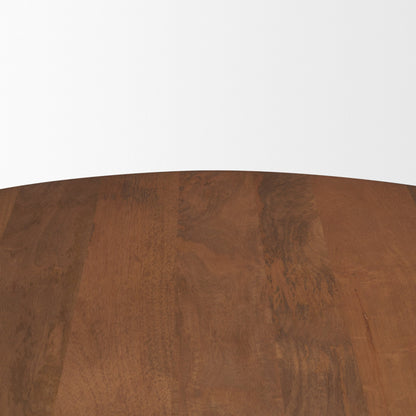 Arno Warm Mid-Brown Wood Sculptural Round Coffee Table