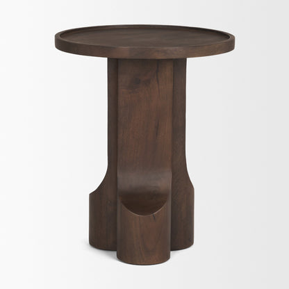 Cayson Dark Brown Sculptural Round Accent Table