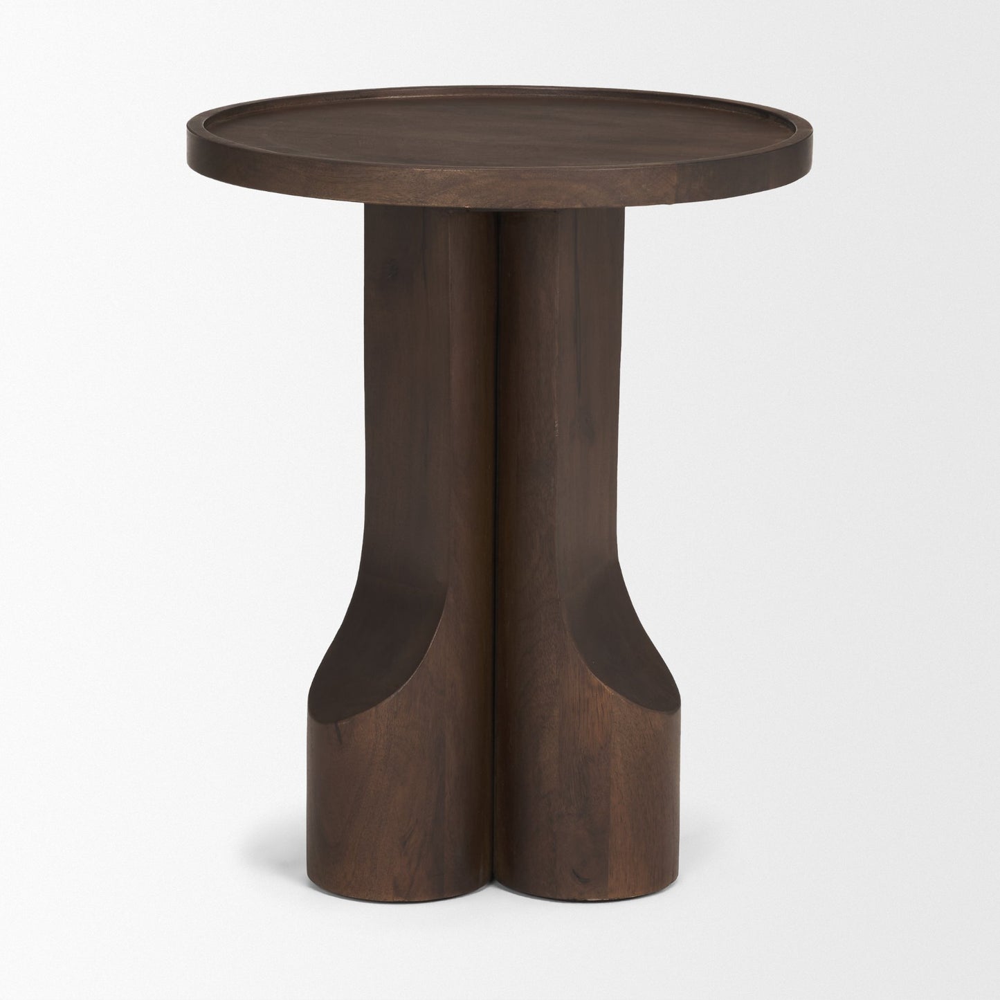 Cayson Dark Brown Sculptural Round Accent Table