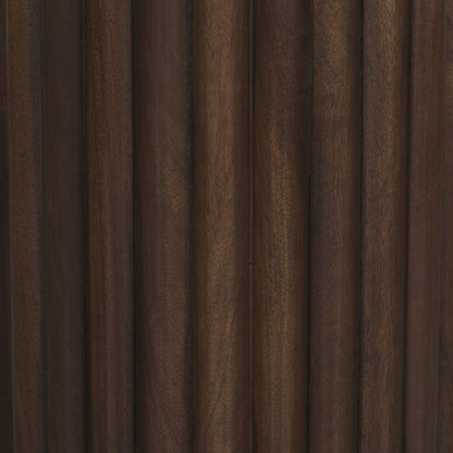 Marbrello Pink Marble Top Espresso Brown Fluted Wood Round Side Table