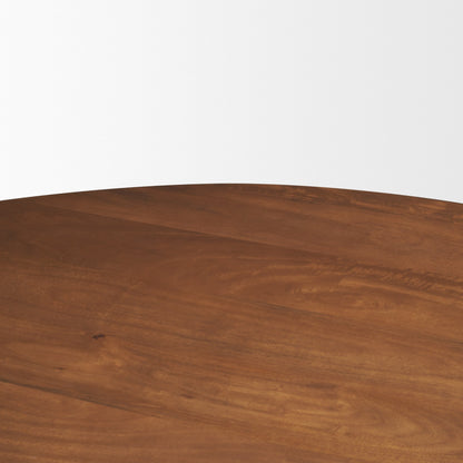 Atlas 60" Warm Mid-Brown Wood Stacked Pedestal Base Round Dining Table