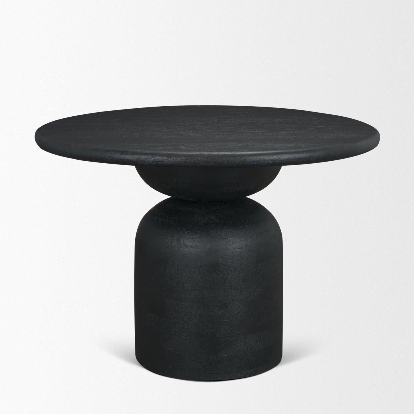 Atlas 42" Black Wood Stacked Pedestal Base Round Dining Table