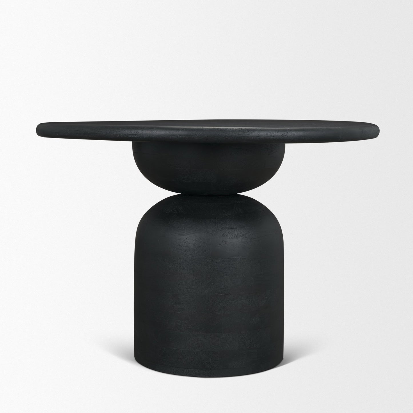 Atlas 42" Black Wood Stacked Pedestal Base Round Dining Table