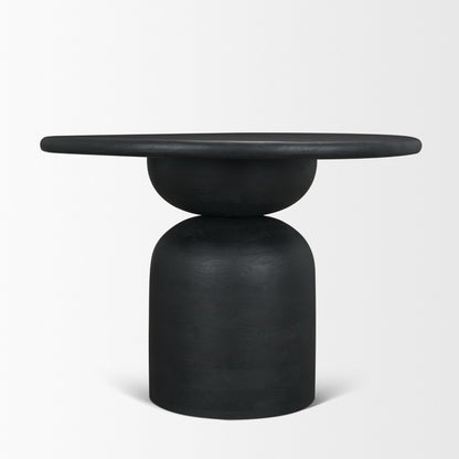 Atlas 42" Black Wood Stacked Pedestal Base Round Dining Table