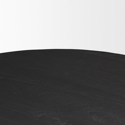 Atlas 42" Black Wood Stacked Pedestal Base Round Dining Table