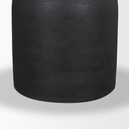 Atlas 42" Black Wood Stacked Pedestal Base Round Dining Table