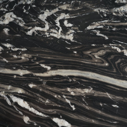 Marilyn Black Forest Marble Black Wood Pedestal Round Dining Table