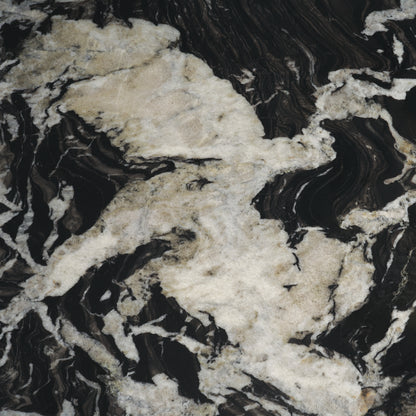 Marilyn Black Forest Marble Black Wood Pedestal Round Dining Table