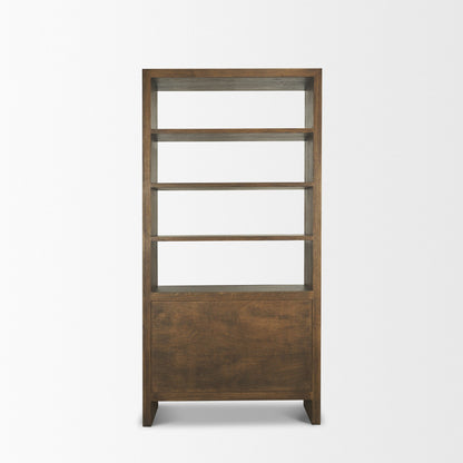 Belford 2-Door Open Dark Brown Oak Wood Shelving Unit