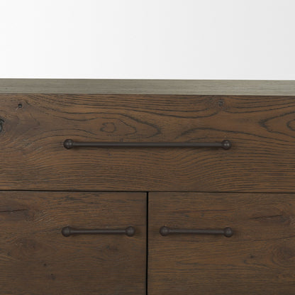 Belford 2-Door Open Dark Brown Oak Wood Shelving Unit