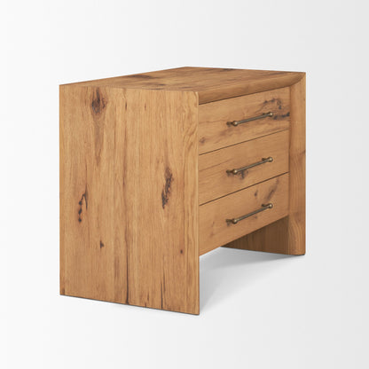 Belford 3-Drawer Light Brown Oak Wood Closed Nightstand
