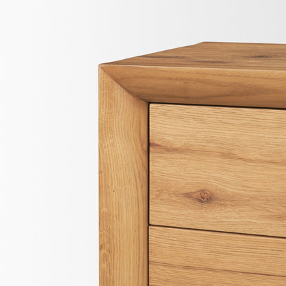 Belford 3-Drawer Light Brown Oak Wood Closed Nightstand