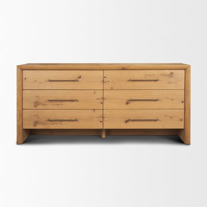 Belford 6-Drawer Light Brown Oak Wood Dresser