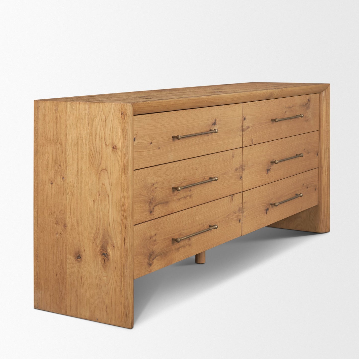 Belford 6-Drawer Light Brown Oak Wood Dresser