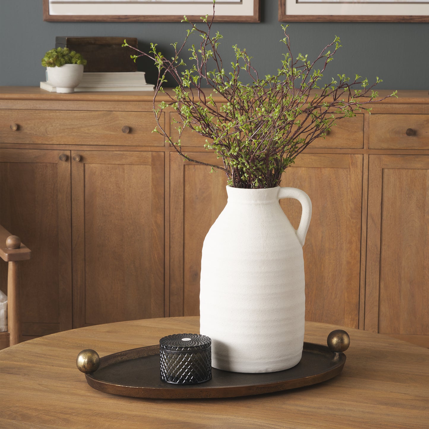 Jianna Small Oval Textured Antiqued Gold Metal Tray with Handles