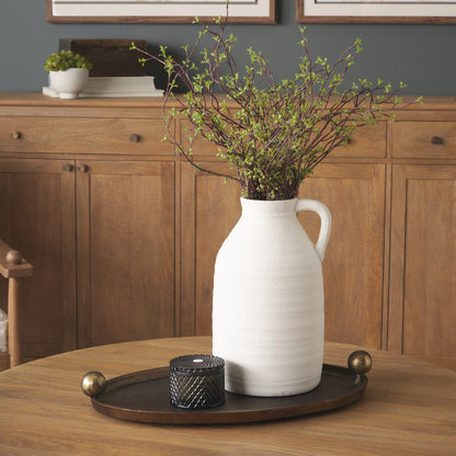 Jianna Small Oval Textured Antiqued Gold Metal Tray with Handles