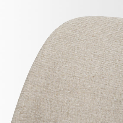 Abbie Curved Back Oatmeal Fabric Armless Dining Chair