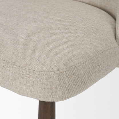 Abbie Curved Back Oatmeal Fabric Armless Dining Chair