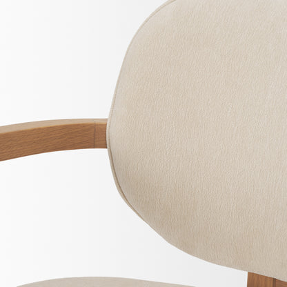 Carlisle Curved Back Cream Chenille Tripod Frame Dining Armchair