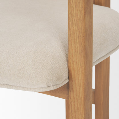 Carlisle Curved Back Cream Chenille Tripod Frame Dining Armchair