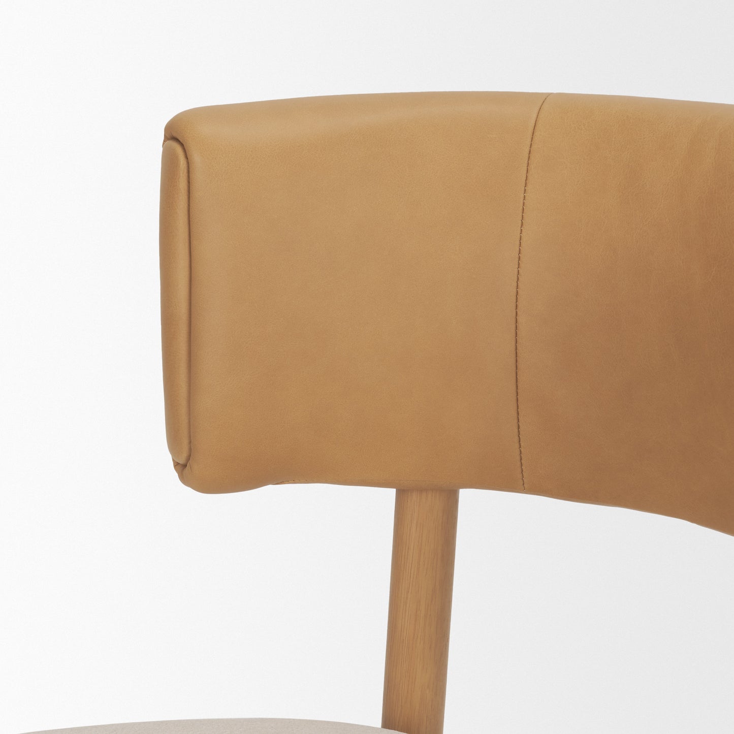 Motley Curved Open Back Cream Fabric and Tan Leather Dining Chair