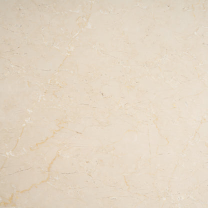 Marbrello 60" Botticino Marble Top Light Brown Fluted Wood Round Dining Table