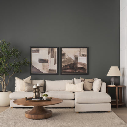 Arno Warm Mid-Brown Wood Sculptural Round Coffee Table