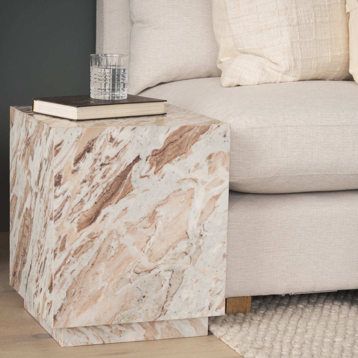 Matteo Solid Pink Marble Square Side Table