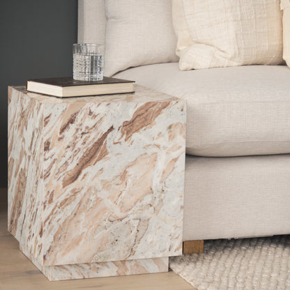 Matteo Solid Pink Marble Square Side Table