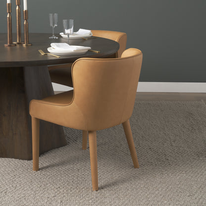 Nolan Slope Tan Leather Dining Chair