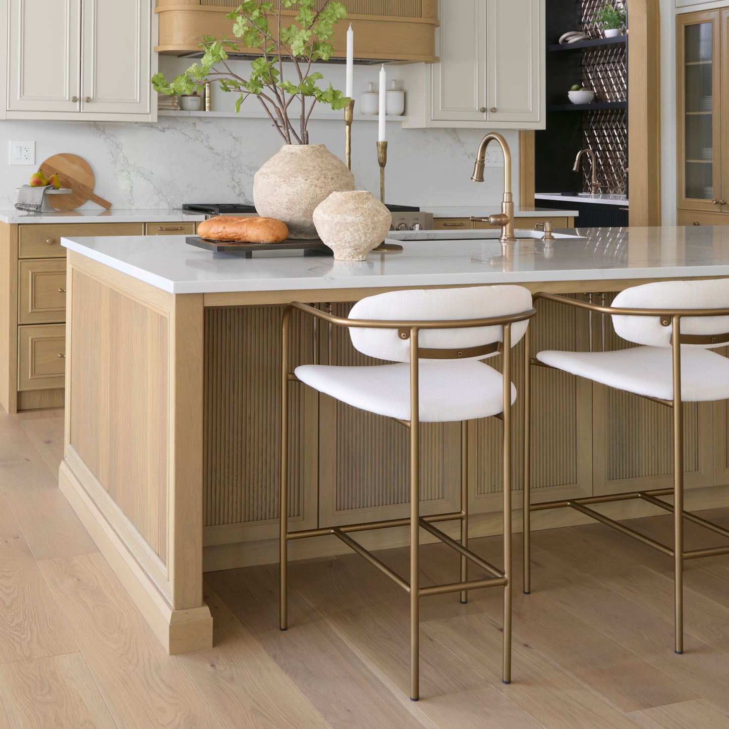 Parker Cream Fabric Seat Gold Metal Counter Stool