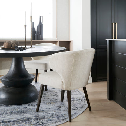 Niles 22.5L x 24.5W x 32H Cream Fabric Seat W/ Dark Brown Wooden Legs Wingback Dining Chair