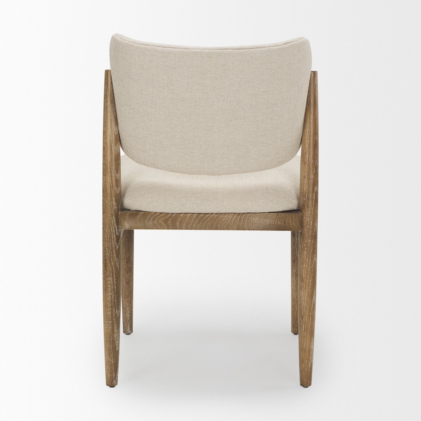 Cline Cream Fabric Upholstered and Light Brown Wood Dining Chair